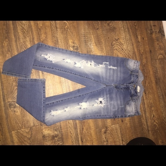 Litz size 28 distressed straight stretch comfy medium wash - Picture 1 of 10